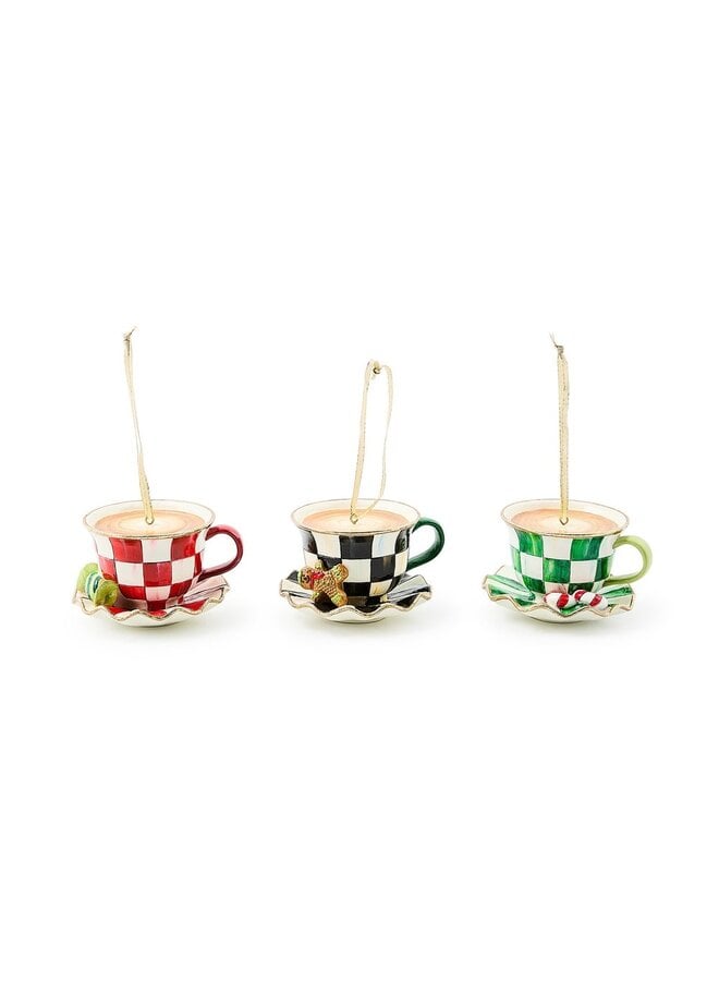 Check It Out Teacup Ornaments, Set of 3