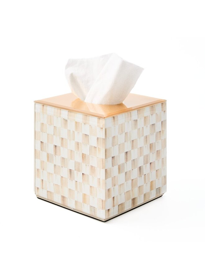 Mocha Check Glass Boutique Tissue Box Cover