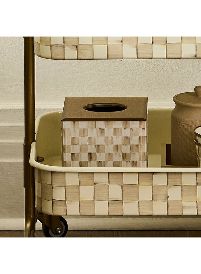 Mocha Check Glass Boutique Tissue Box Cover