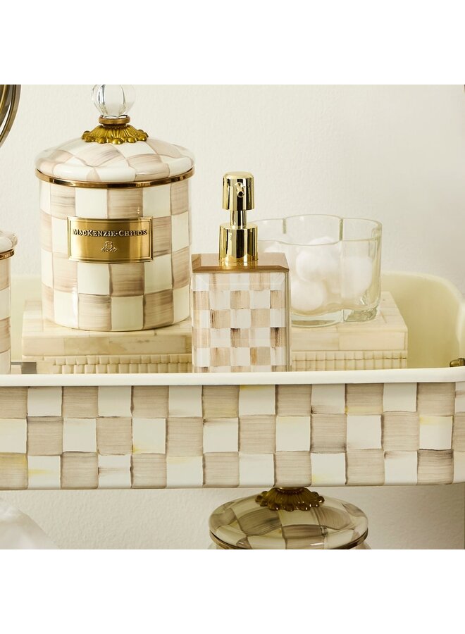 Mocha Check Glass Soap Pump