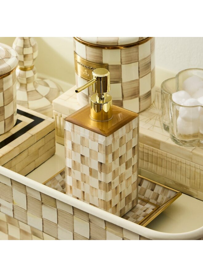 Mocha Check Glass Soap Pump