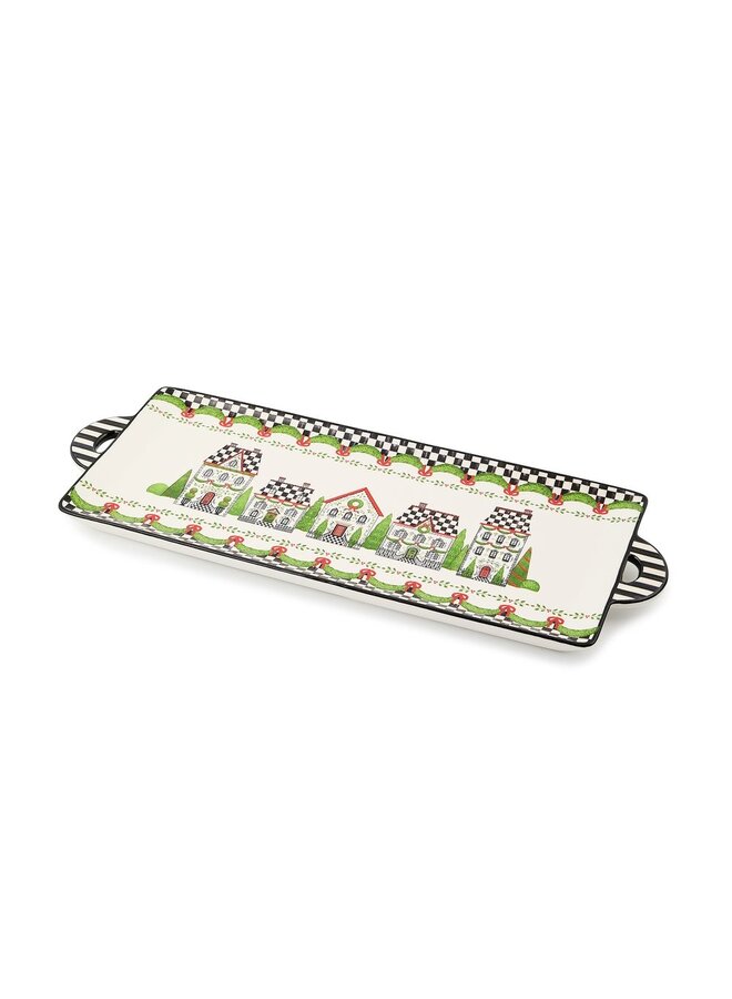 Holly Village Ceramic Rectangular Platter