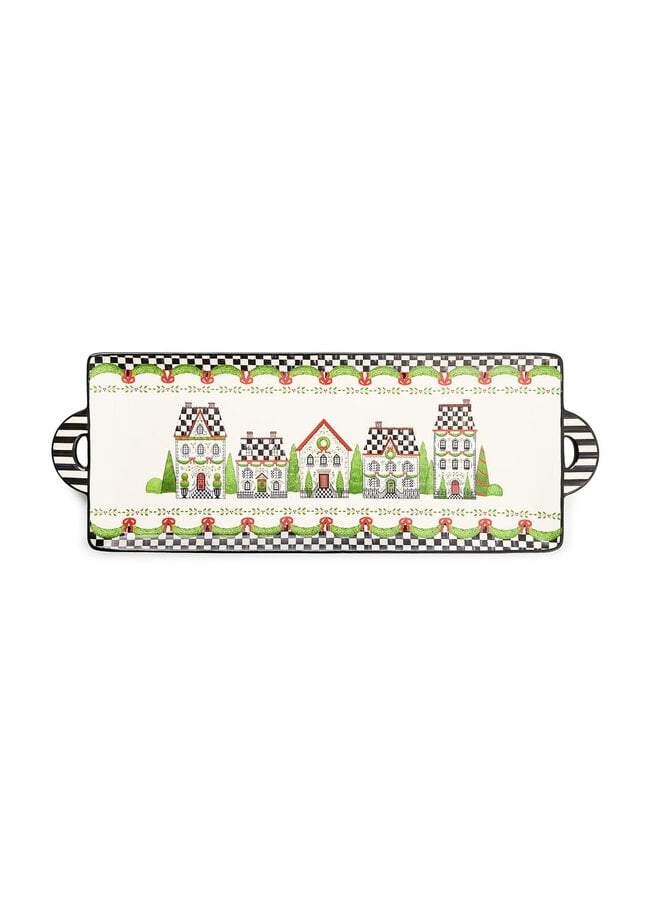 Holly Village Ceramic Rectangular Platter