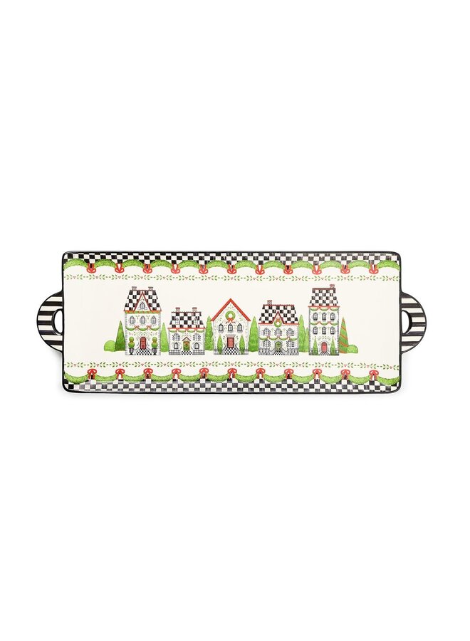 Holly Village Ceramic Rectangular Platter
