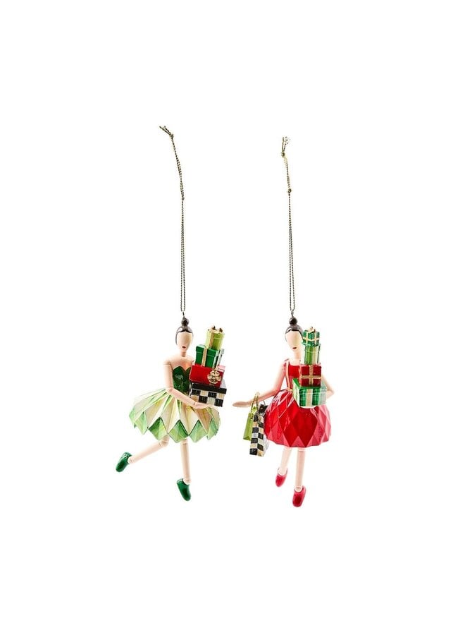 Check It Out Shopper Lady Ornaments, Set of 2