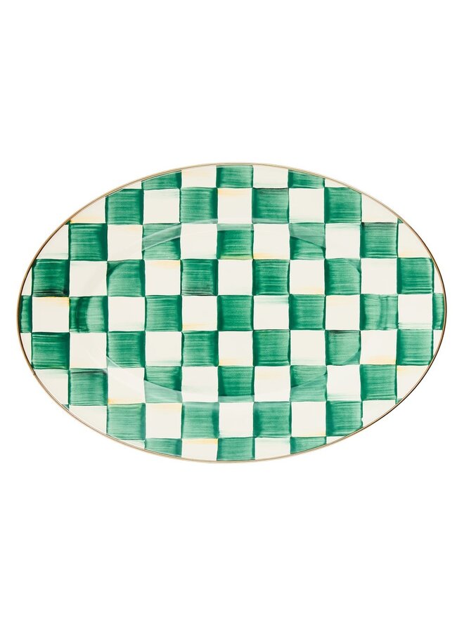 Emerald Check Small Oval Platter