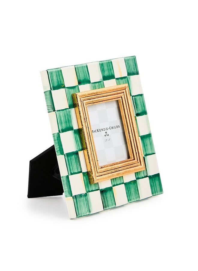 Emerald Check Enamel Frame - 2.5" x 3"