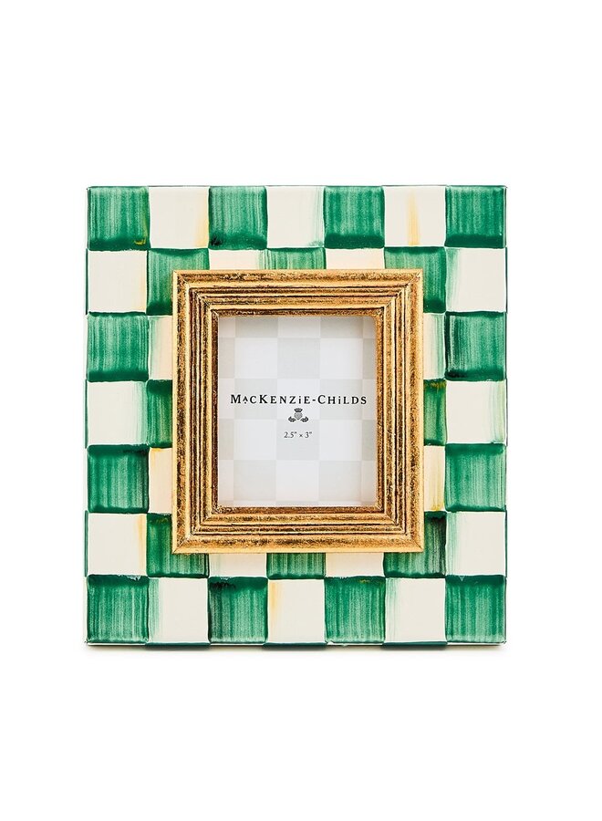 Emerald Check Enamel Frame - 2.5" x 3"