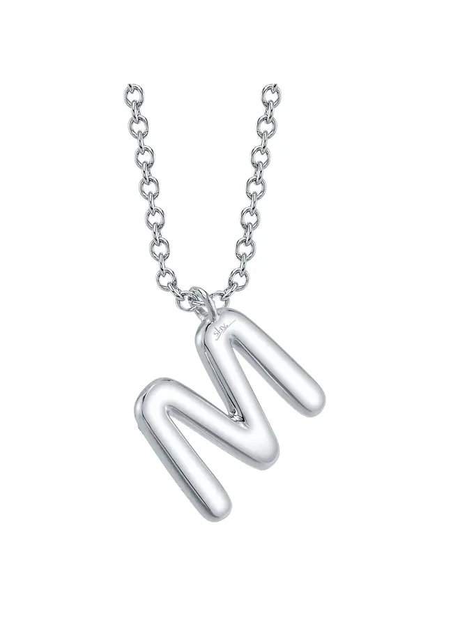 14K/Diamond Bubble Pave Initial Necklace -