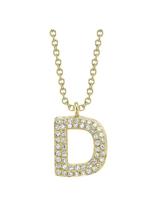14K/Diamond Bubble Pave Initial Necklace -