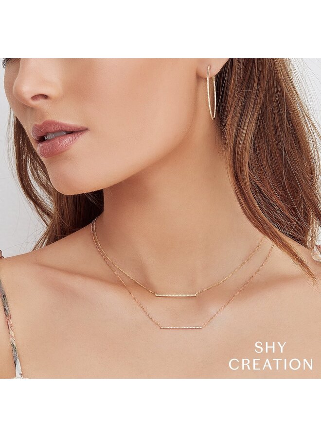 14K Yellow Gold and Diamond Bar Necklace (0.08ct)