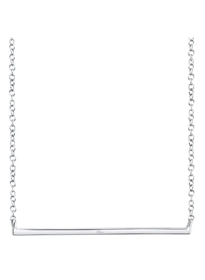 14K White Gold and Diamond Bar Necklace (0.08ct)