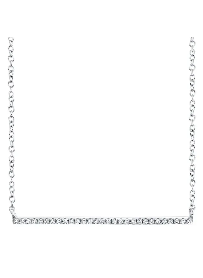 14K White Gold and Diamond Bar Necklace (0.08ct)