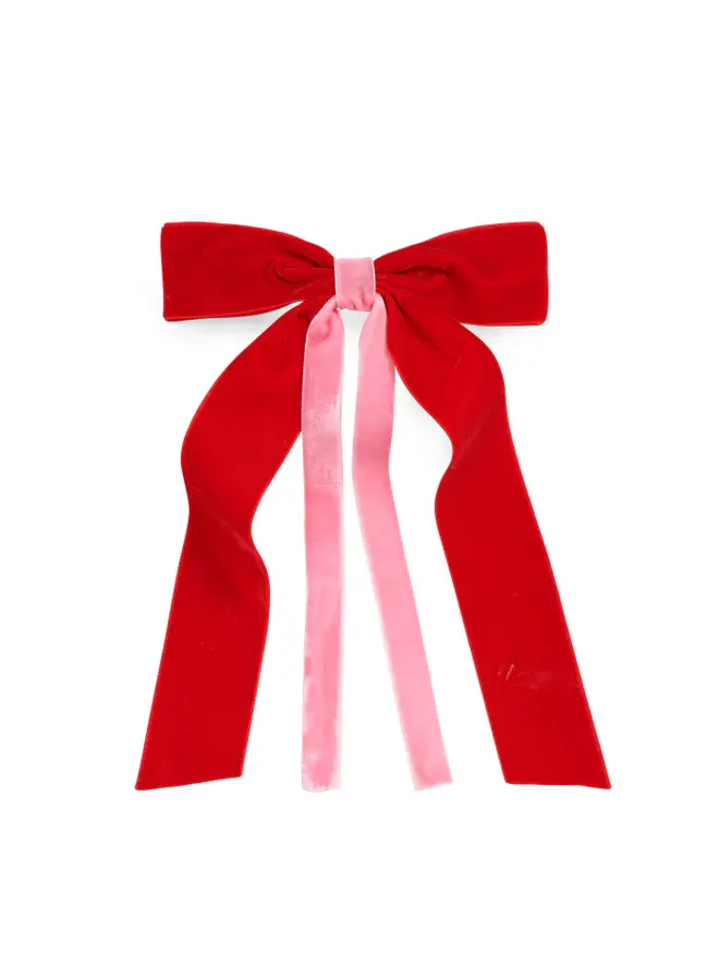 Two-Tone Velvet Bow Clip -