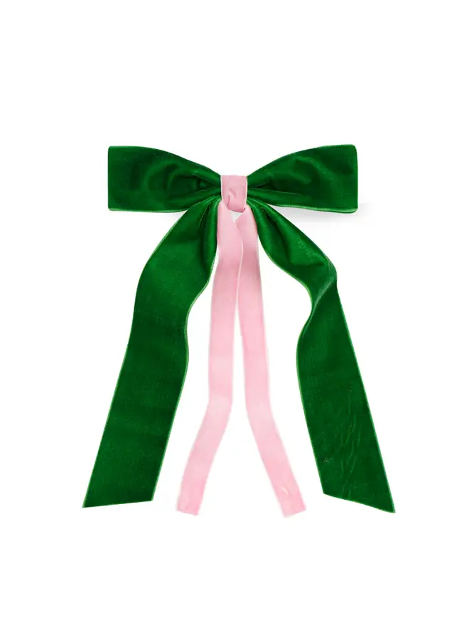 Two-Tone Velvet Bow Clip -