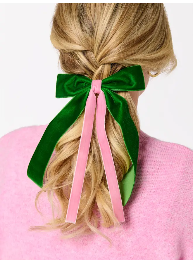 Two-Tone Velvet Bow Clip -