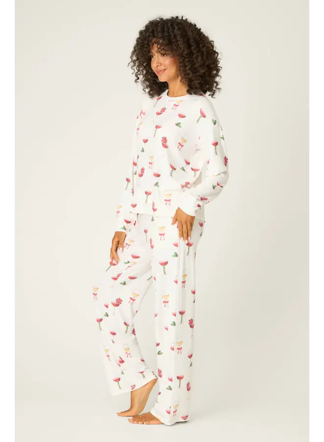 Let's Get Toasty Wine Print Pant -