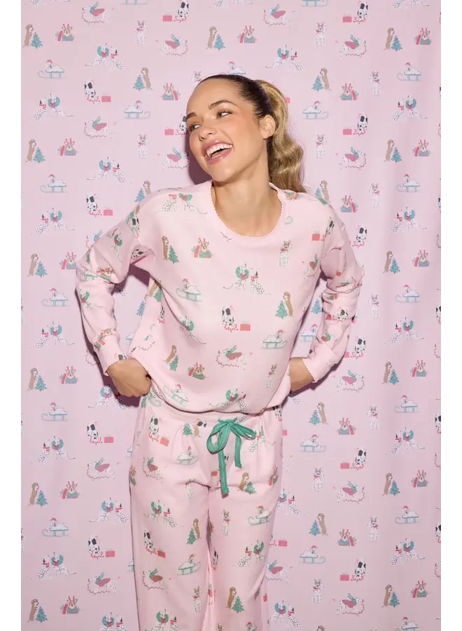 Peace & Pawlidays Dog Print Pants Set -