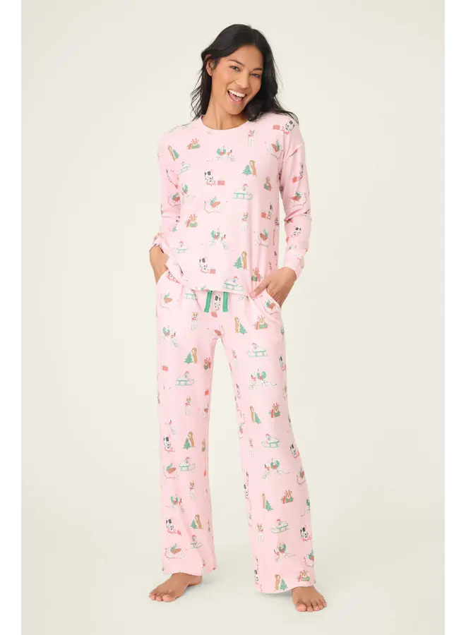 Peace & Pawlidays Dog Print Pants Set -