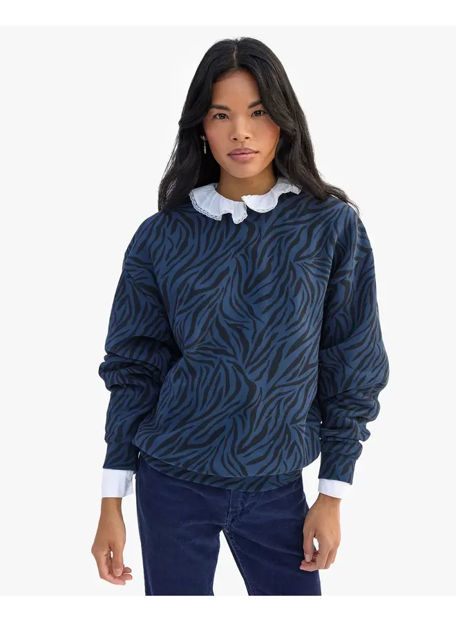 Navy Zebra Oversized Sweatshirt -