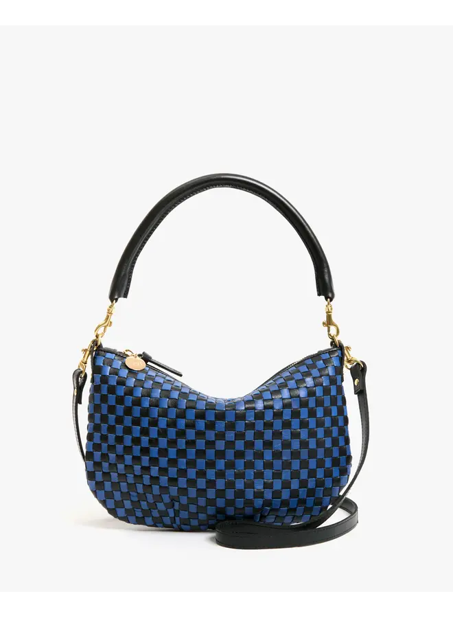 Petit Moyen Messenger - Black/Cobalt Woven Checker