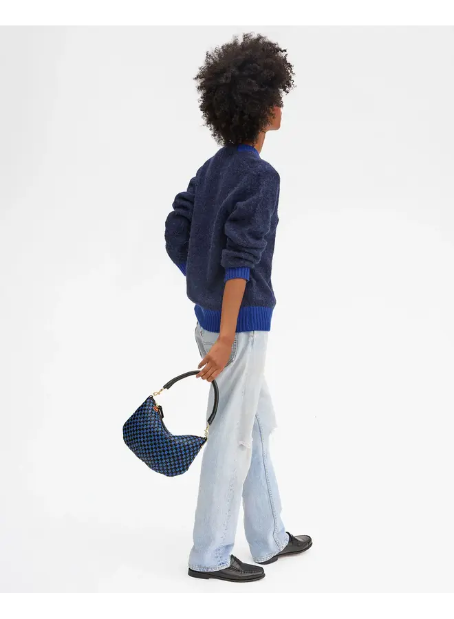 Petit Moyen Messenger - Black/Cobalt Woven Checker