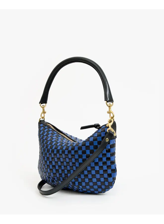 Petit Moyen Messenger - Black/Cobalt Woven Checker