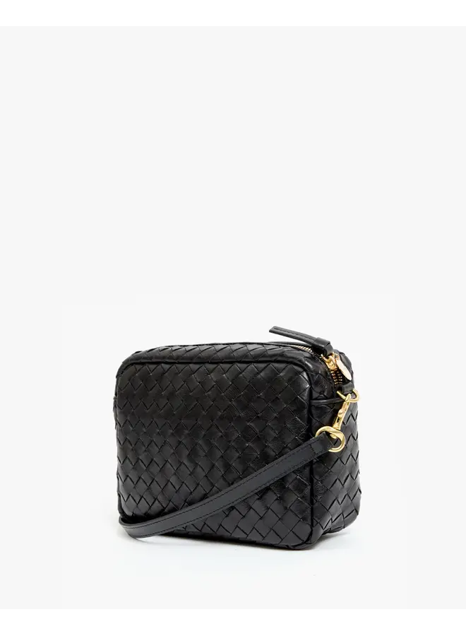 Midi Sac - Black Woven Diagonal