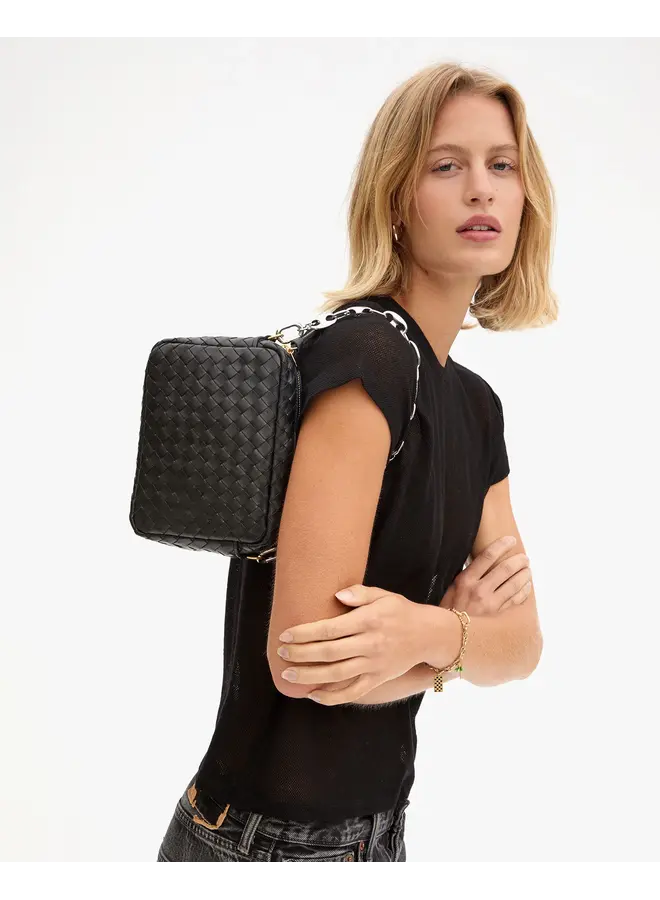Midi Sac - Black Woven Diagonal