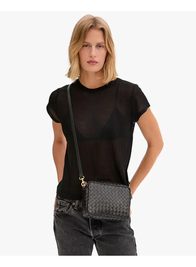 Midi Sac - Black Woven Diagonal