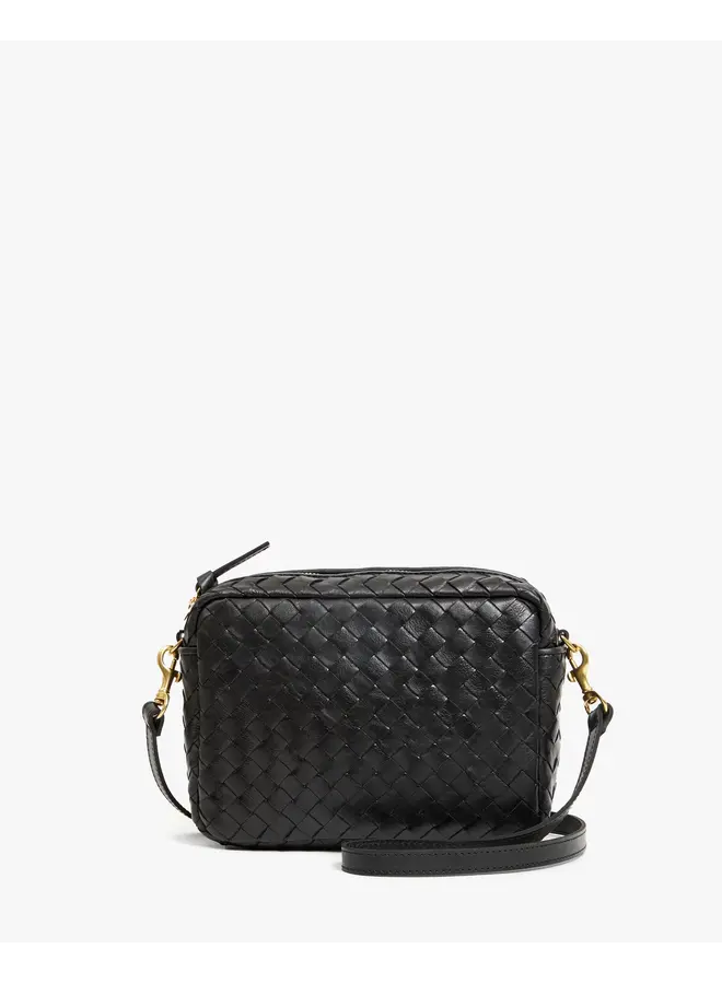 Midi Sac - Black Woven Diagonal