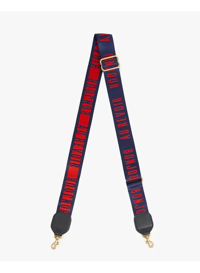 Adjustable Crossbody Strap - Navy/Poppy Bonjour Au Revoir