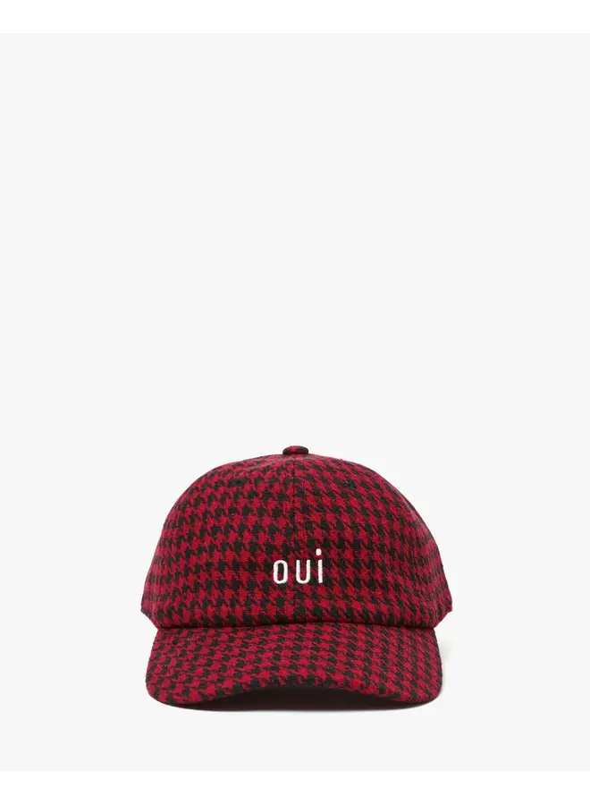 Wool Baseball Hat - Embroidered Petit Oui (Red/Black)