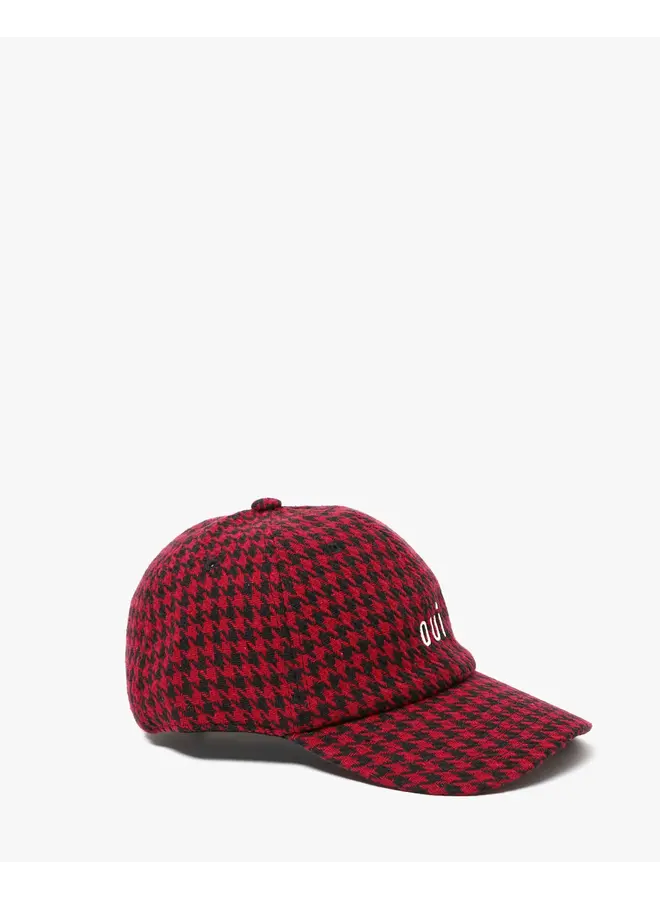 Wool Baseball Hat - Embroidered Petit Oui (Red/Black)