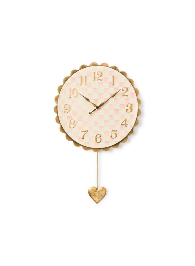 Rosy Check Heart Pendant Clock