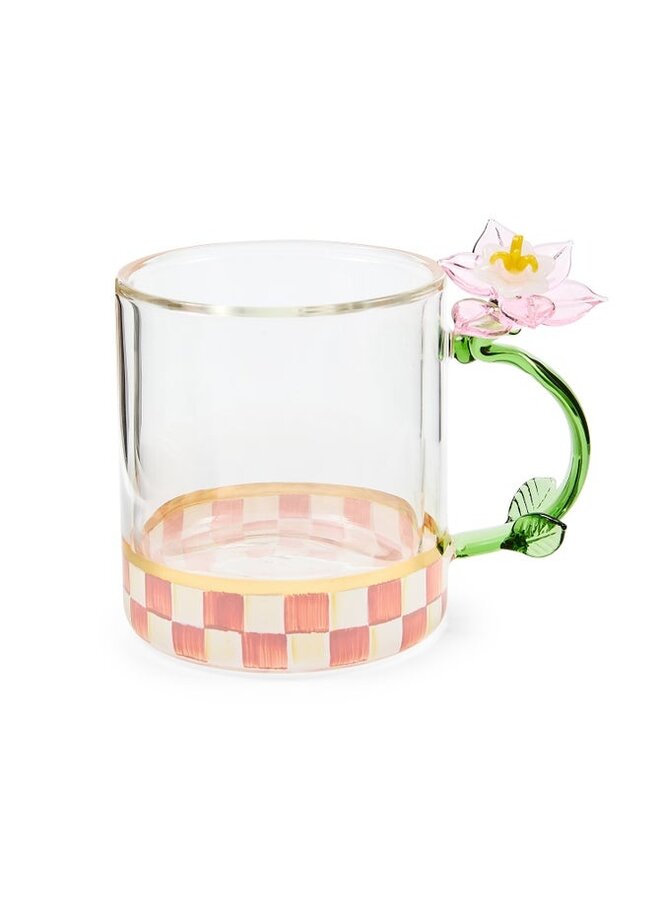 Rosy Check Flower Glass Mug