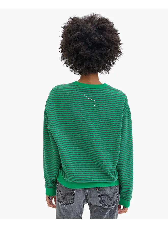 Oversized Stripes Sweatshirt - Green/Charcoal -
