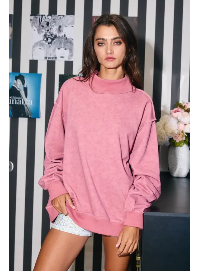 Vintage Wash Mock Neck Sweatshirt -