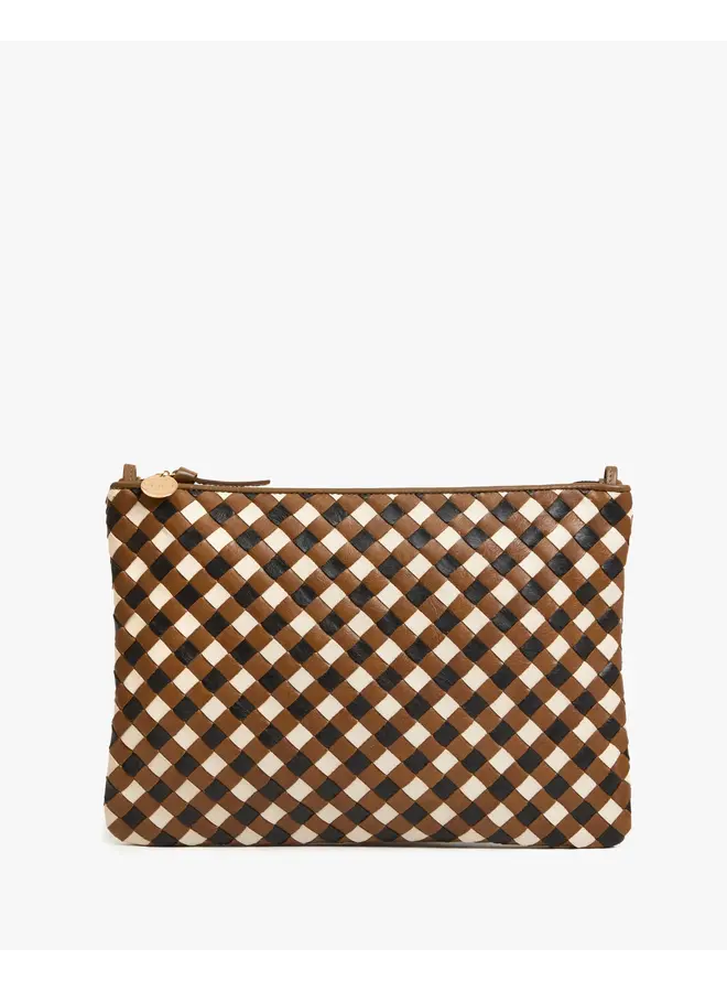 Flat Clutch w/ Tabs Woven Diagonal Oat Multi