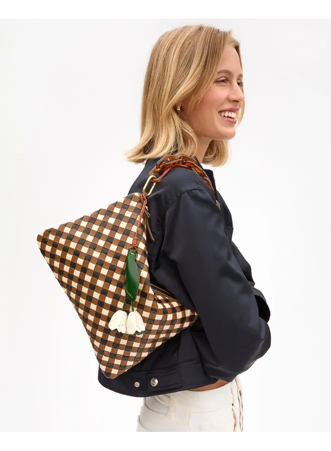 Flat Clutch w/ Tabs Woven Diagonal Oat Multi