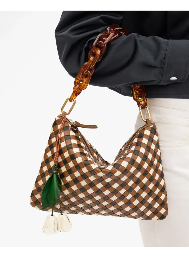 Flat Clutch w/ Tabs Woven Diagonal Oat Multi