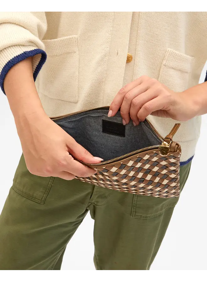 Flat Clutch w/ Tabs Woven Diagonal Oat Multi