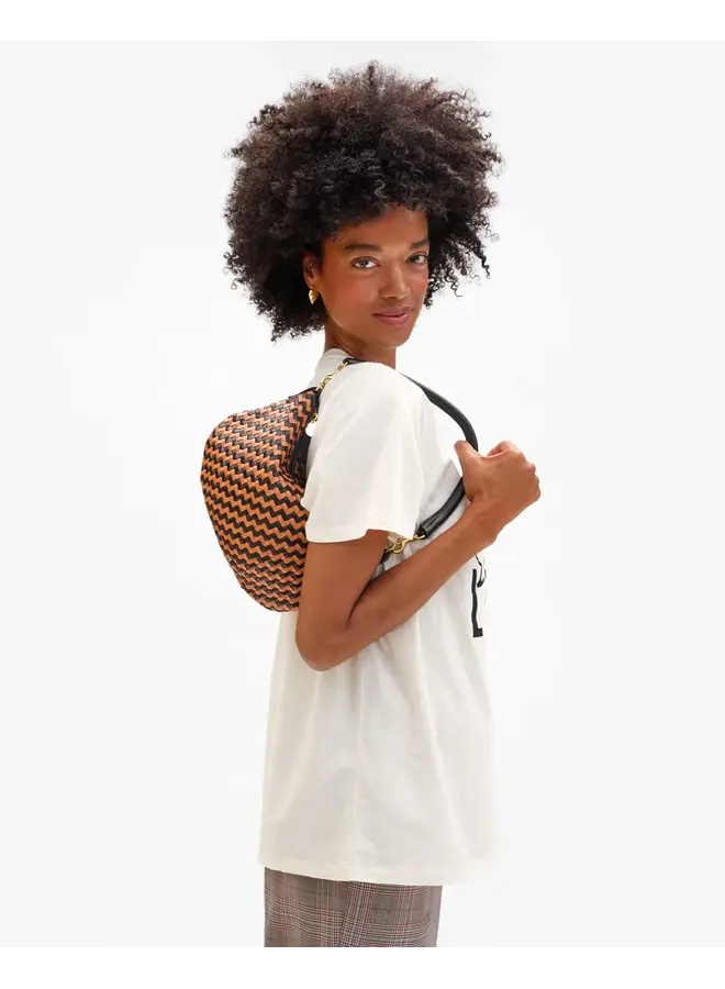 Petit Moyen Messenger Woven Zig Zag Blk/Natural