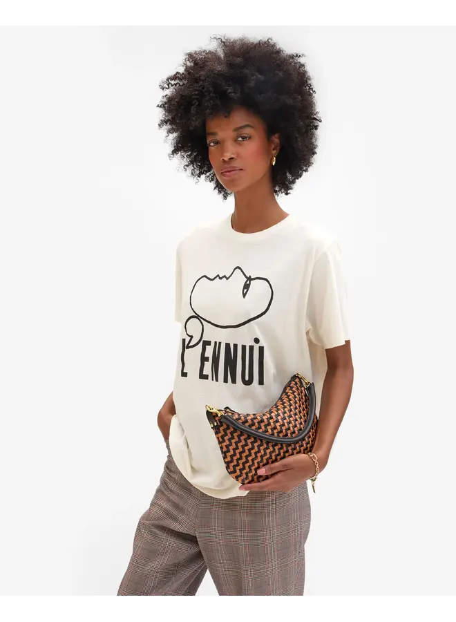 Petit Moyen Messenger Woven Zig Zag Blk/Natural