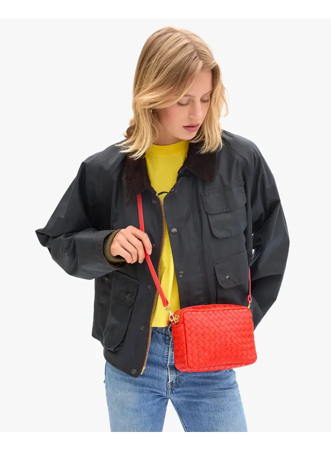 Midi Sac - Woven Diagonal - Bright Poppy
