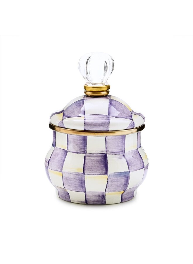 Violet Check Lidded Sugar Bowl