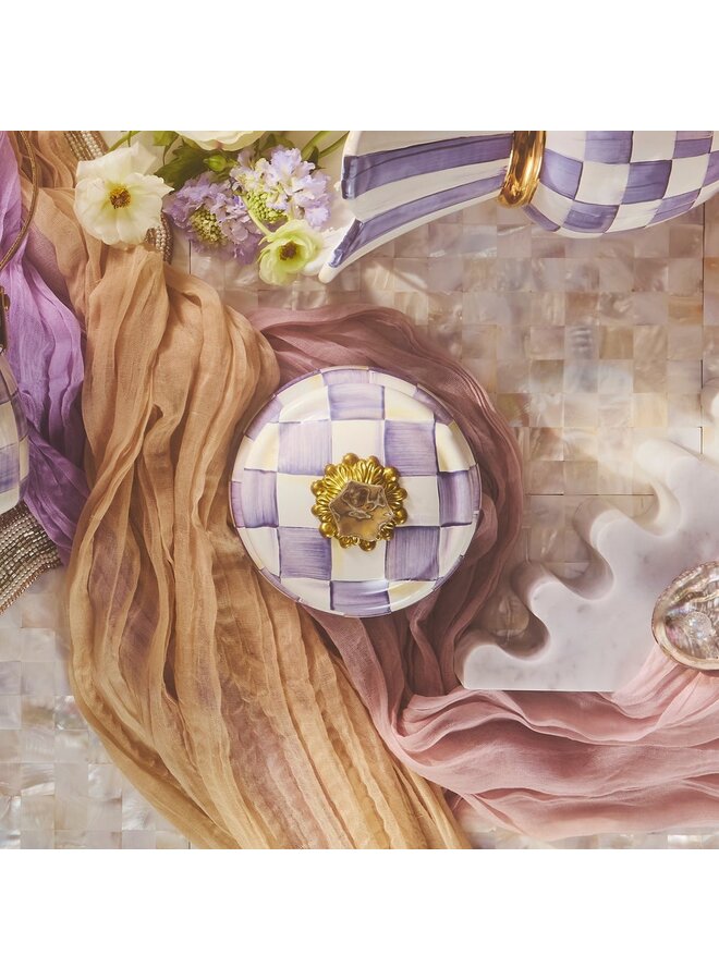 Violet Check Squashed Pot