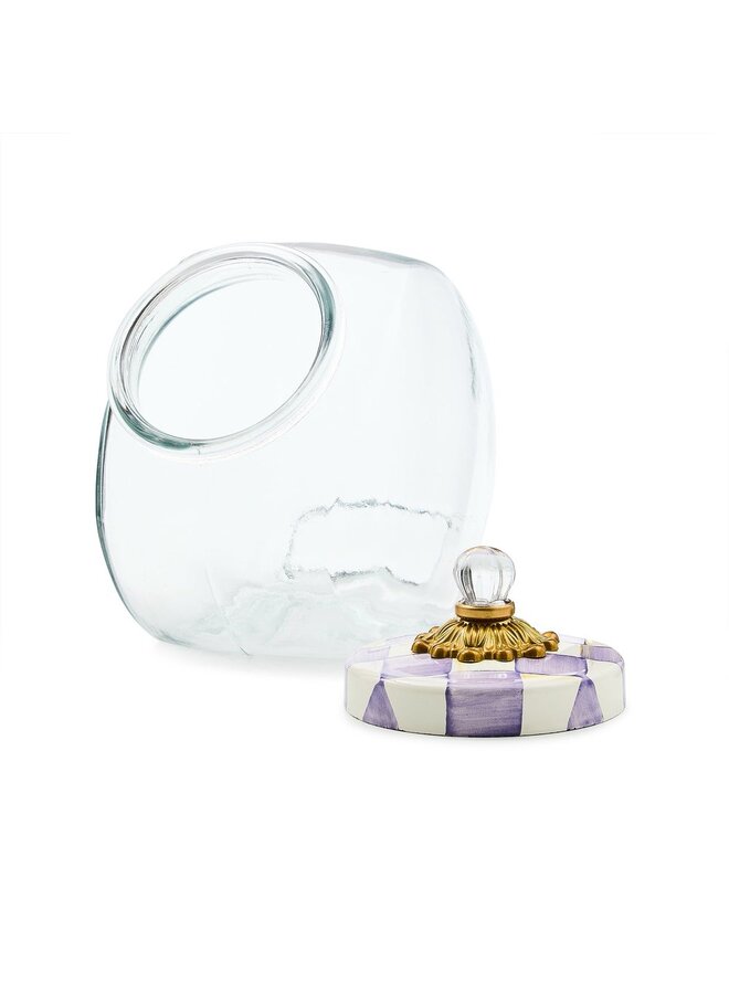 Cookie Jar with Violet Check Lid