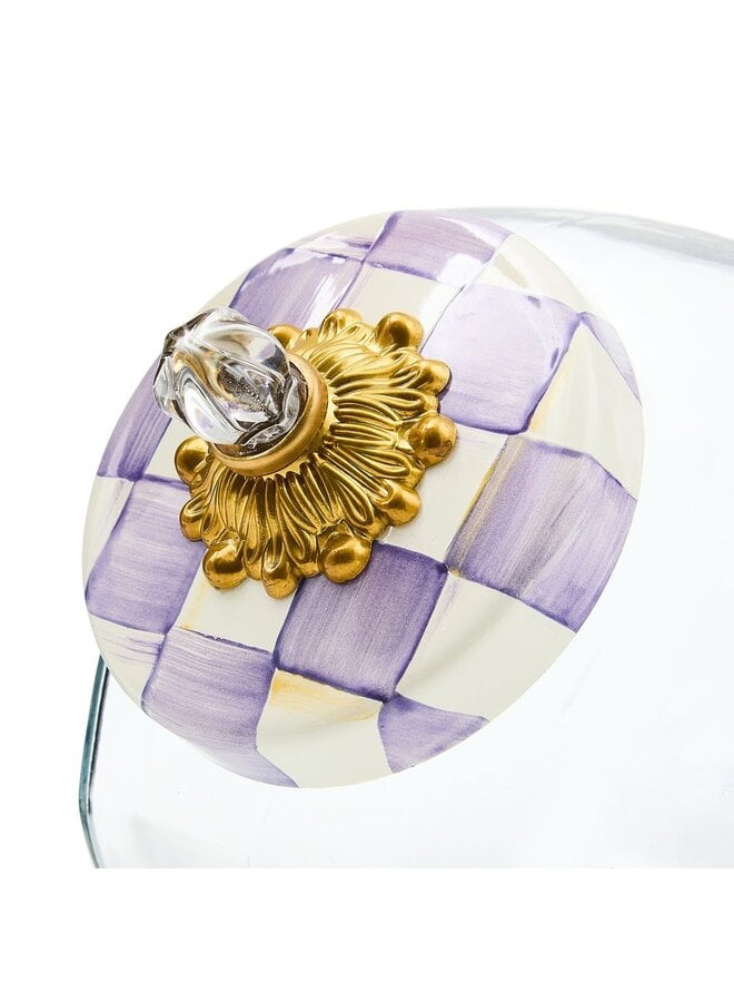 Cookie Jar with Violet Check Lid