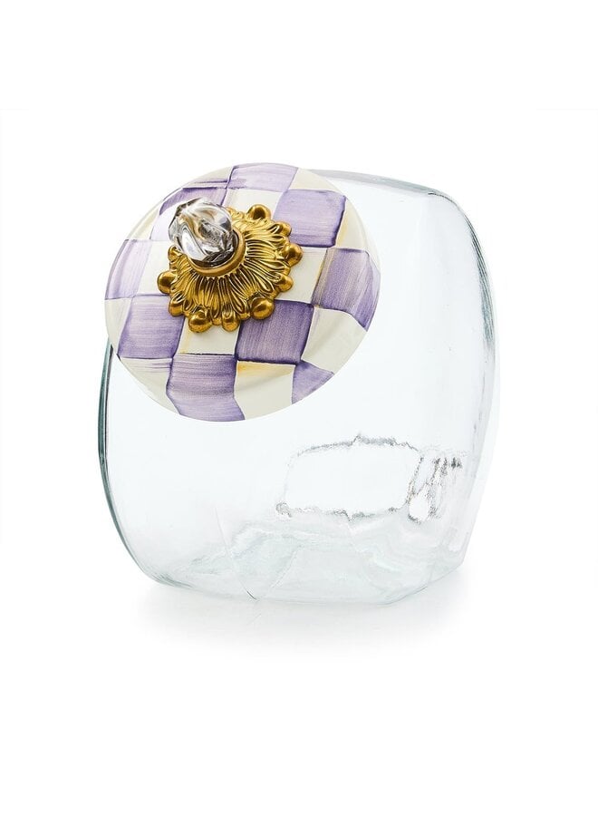 Cookie Jar with Violet Check Lid